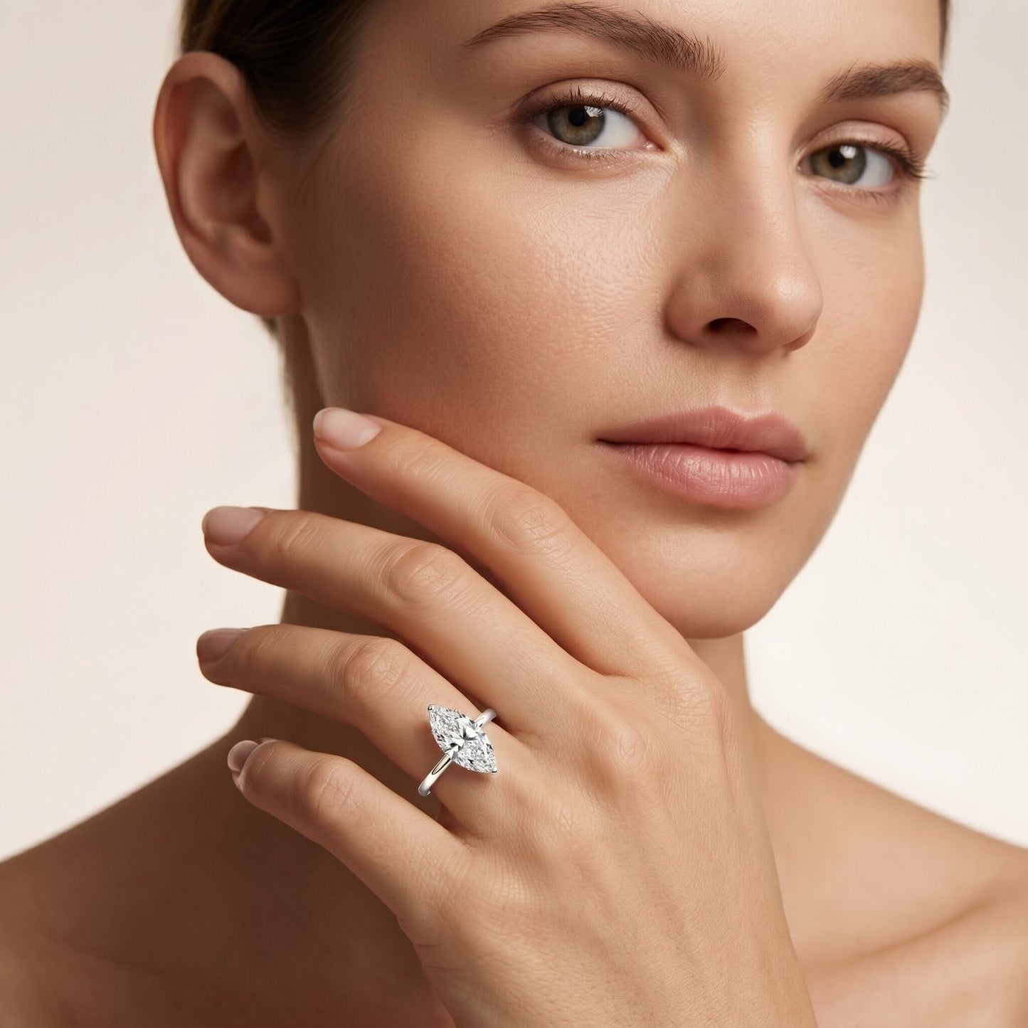 IGI Certified Lab Grown 1 Carat Diamond Marquise Engagement Ring Solitaire