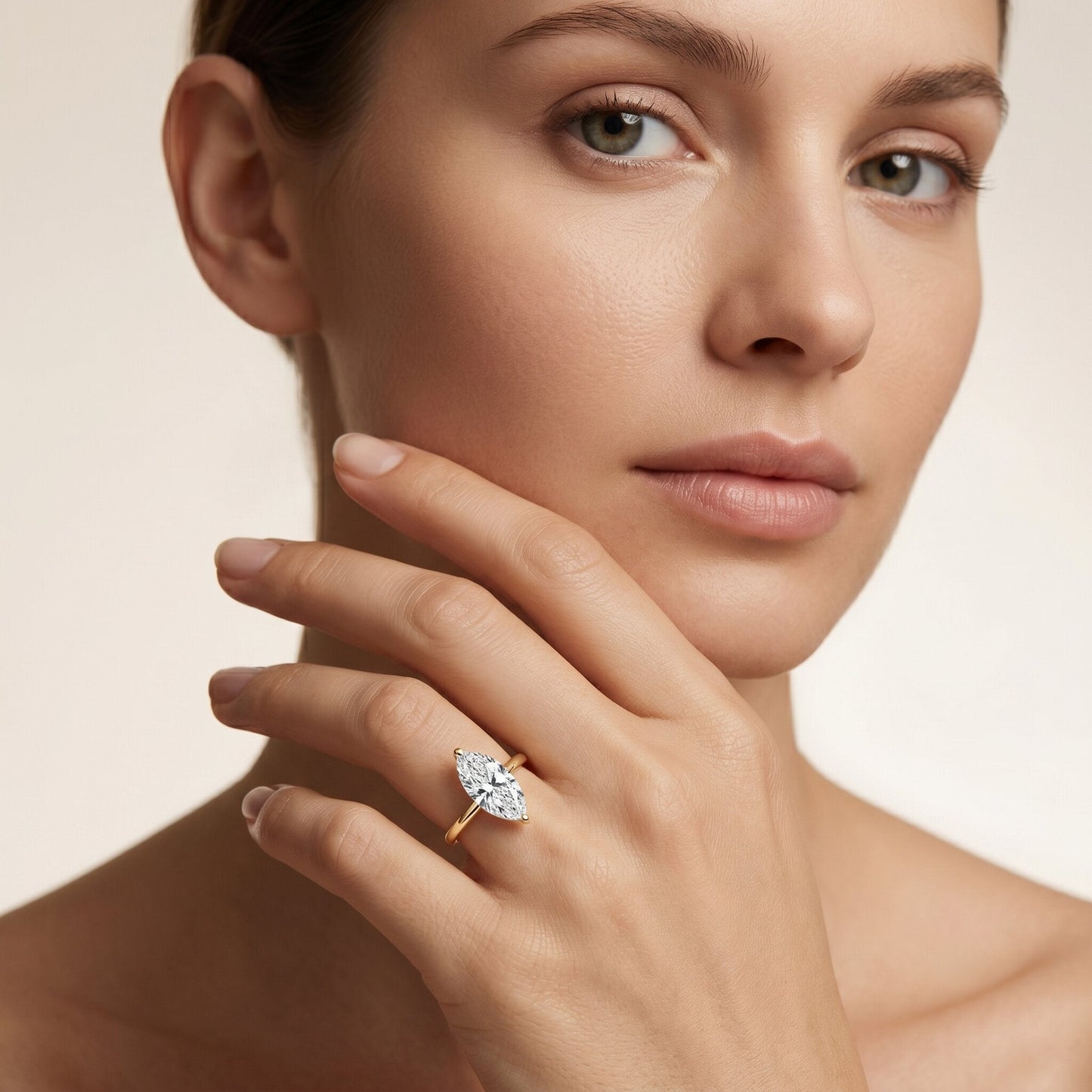 IGI Certified Lab Grown 1 Carat Diamond Marquise Engagement Ring Solitaire