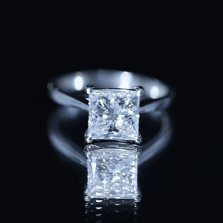 IGI Certified Lab Grown 3 Carat Diamond Princess Cut Engagement Ring Solitaire