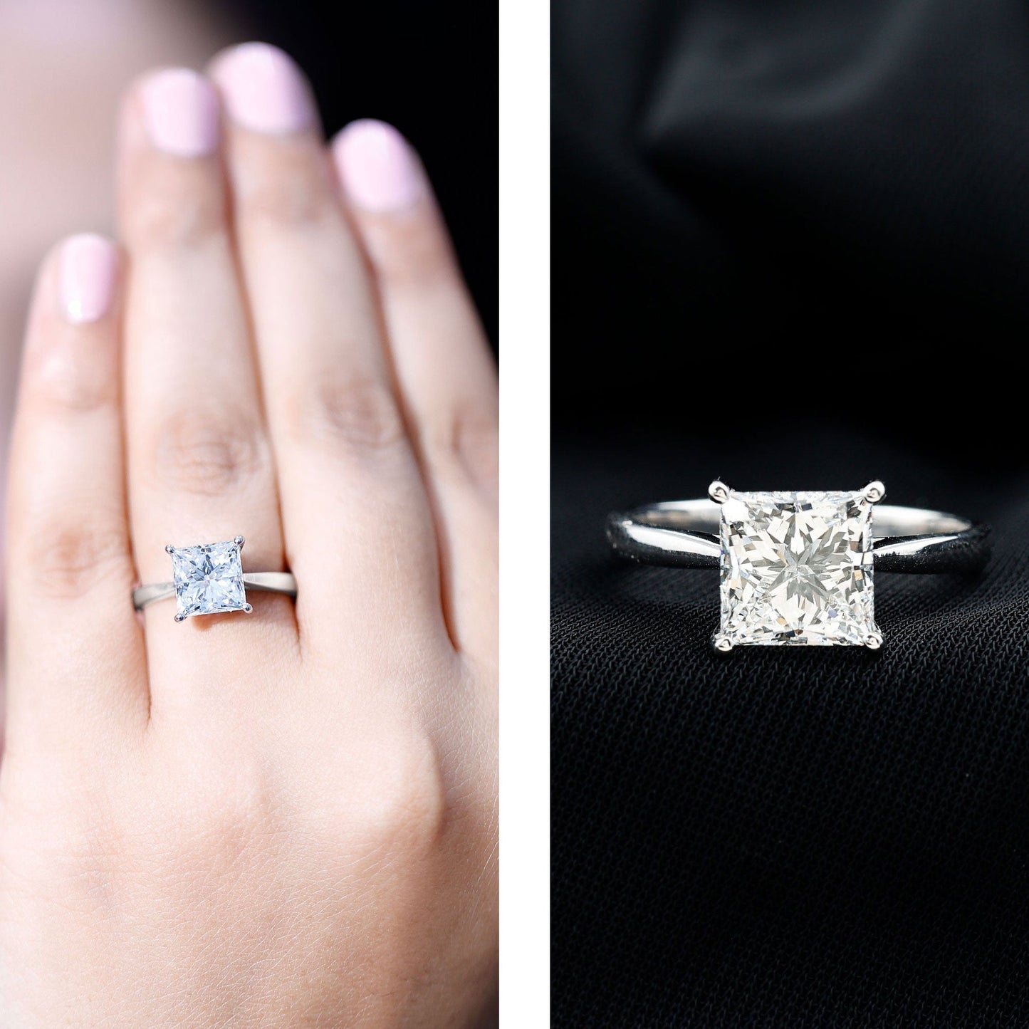 IGI Certified Lab Grown 3 Carat Diamond Princess Cut Engagement Ring Solitaire
