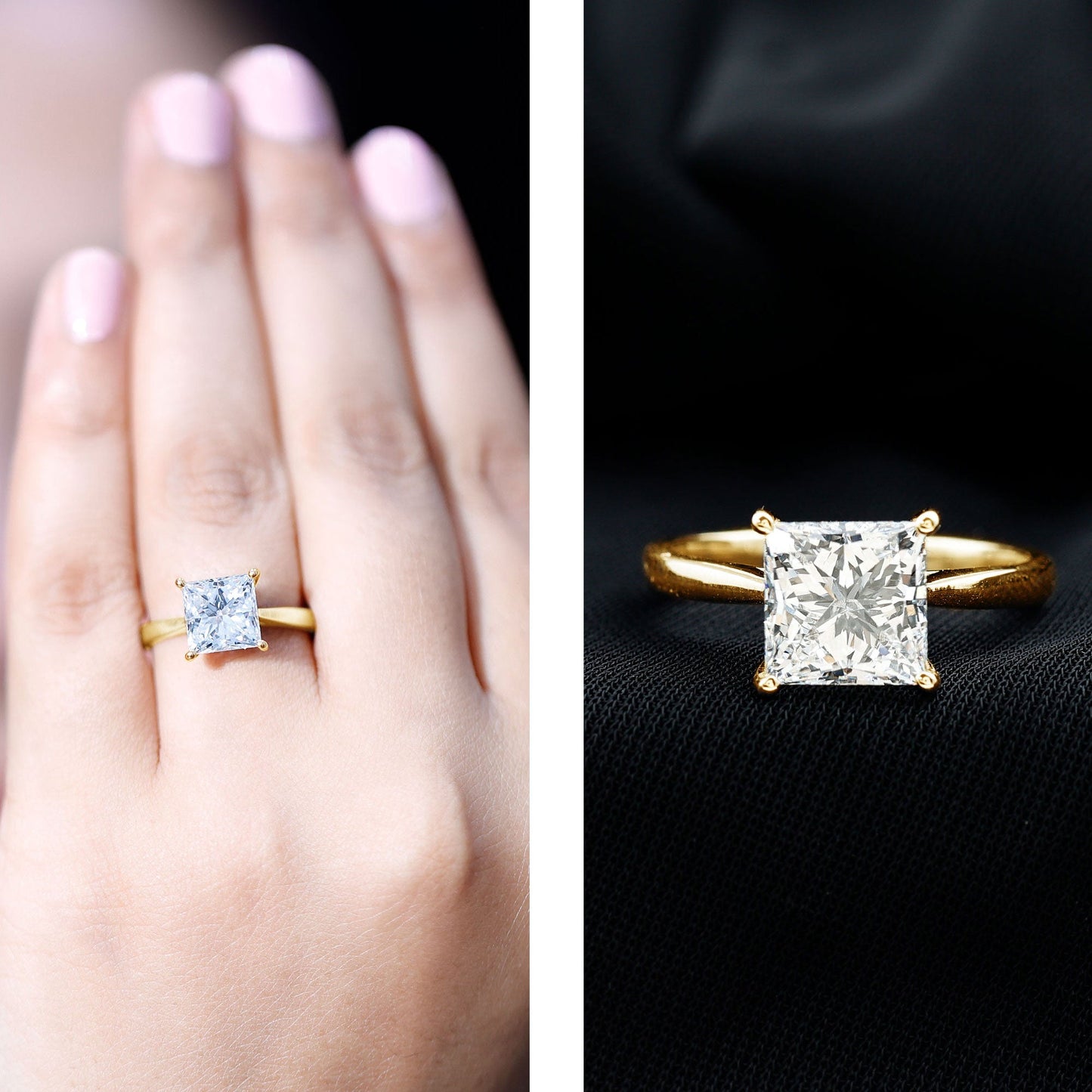 IGI Certified Lab Grown 3 Carat Diamond Princess Cut Engagement Ring Solitaire