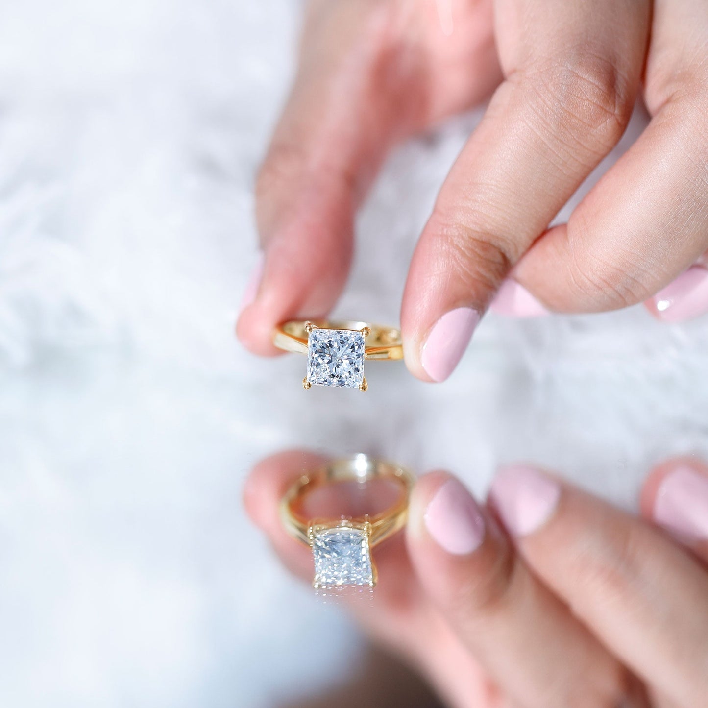 IGI Certified Lab Grown 3 Carat Diamond Princess Cut Engagement Ring Solitaire