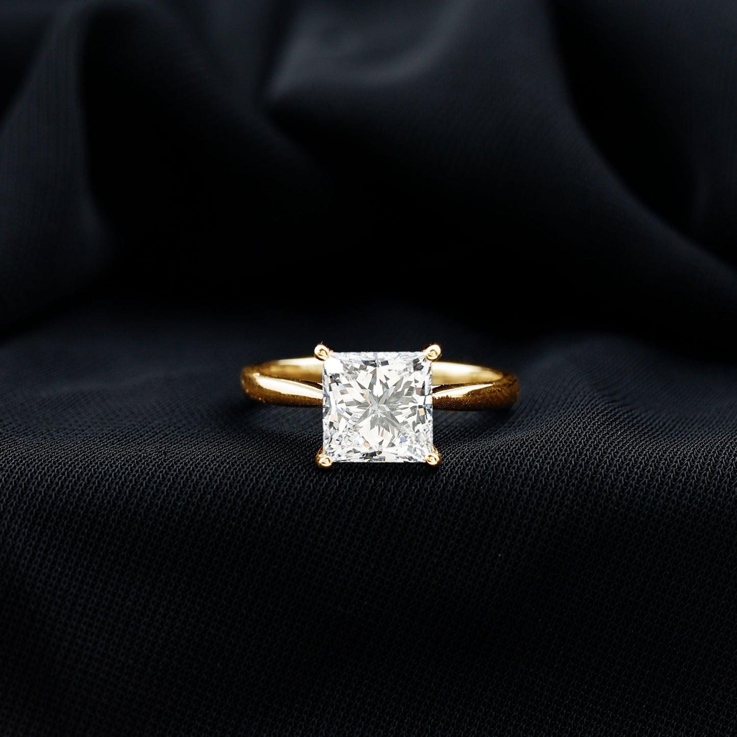IGI Certified Lab Grown 3 Carat Diamond Princess Cut Engagement Ring Solitaire