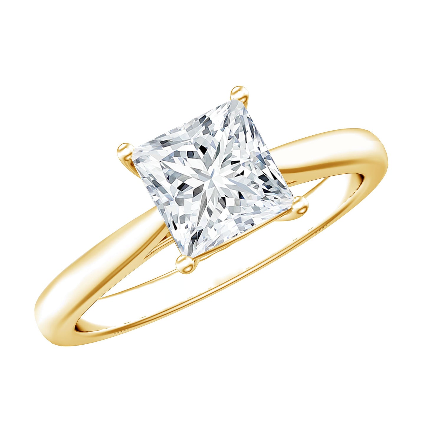 Solitaire 1 Carat Princess Cut Lab Grown Diamond Engagement Ring with IGI Certificate