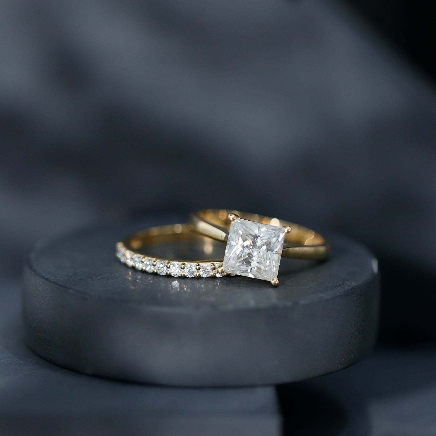 IGI Certified 2 Carat Lab Grown Diamond Princess Cut Engagement Ring With Wedding Band