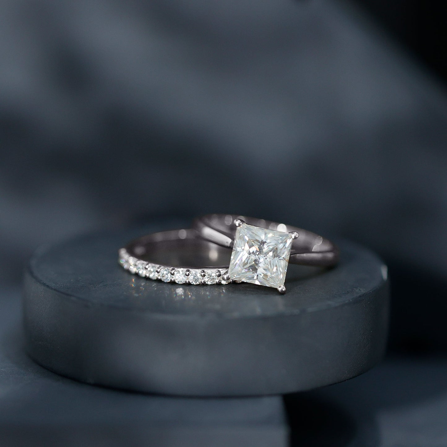IGI Certified 3 Carat Lab Grown Diamond Princess Cut Wedding Ring Set for Women
