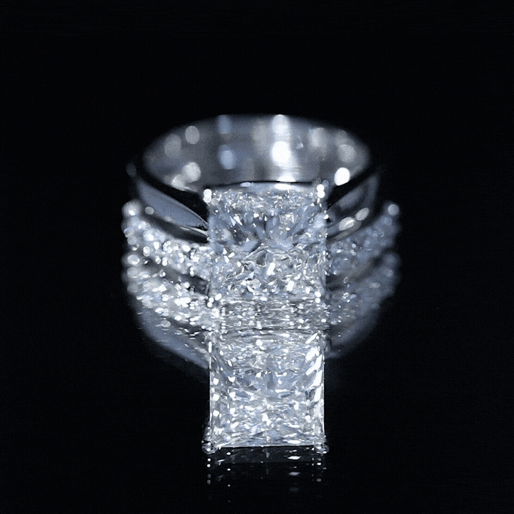 IGI Certified 4 Carat Princess Cut Lab Grown Diamond Solitaire Wedding Ring Set