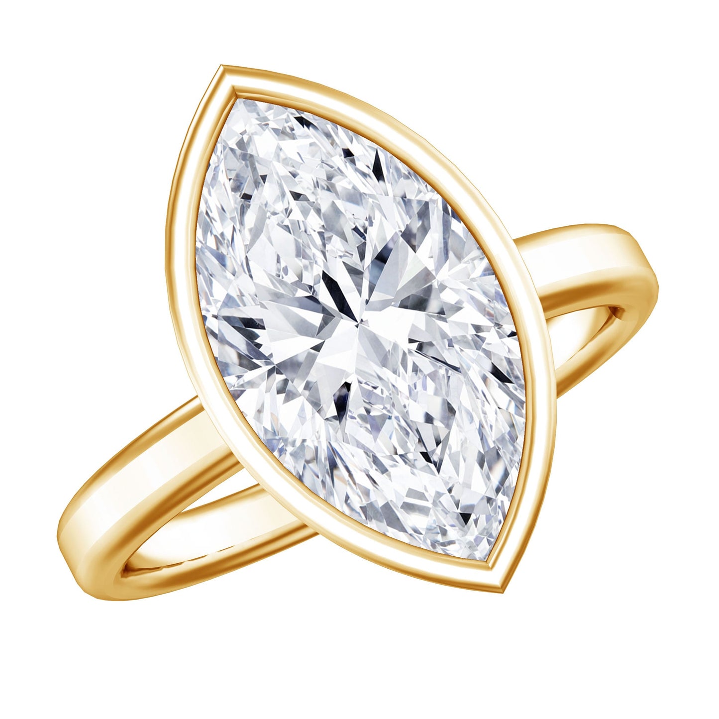 4 Carat Marquise Cut Lab Grown Diamond Bezel Engagement Ring with IGI Certificate