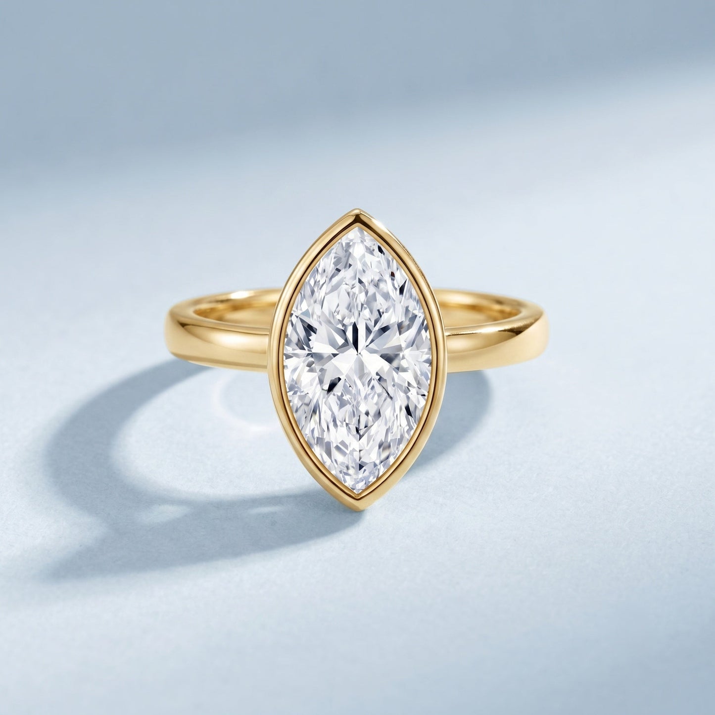 4 Carat Marquise Cut Lab Grown Diamond Bezel Engagement Ring with IGI Certificate