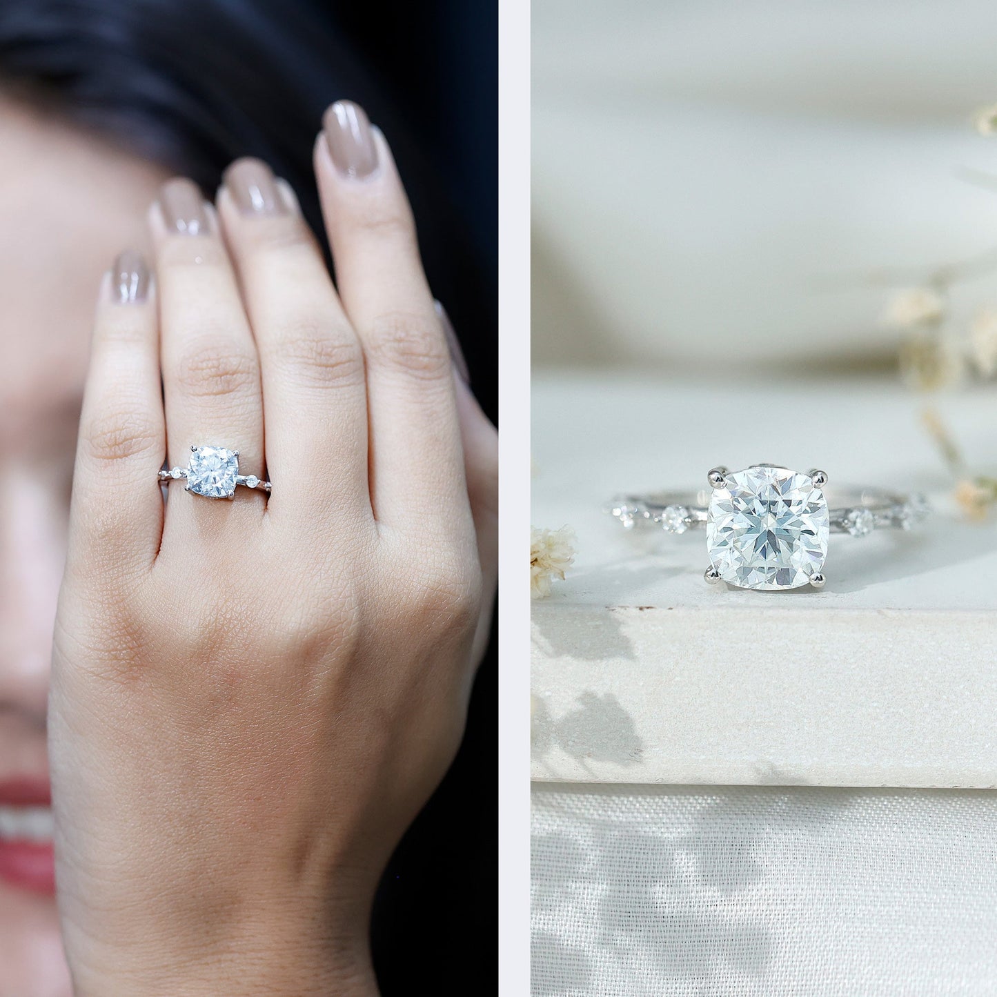 Cushion Cut 2 Carat Lab Grown Diamond Solitaire Engagement Ring with IGI Certificate