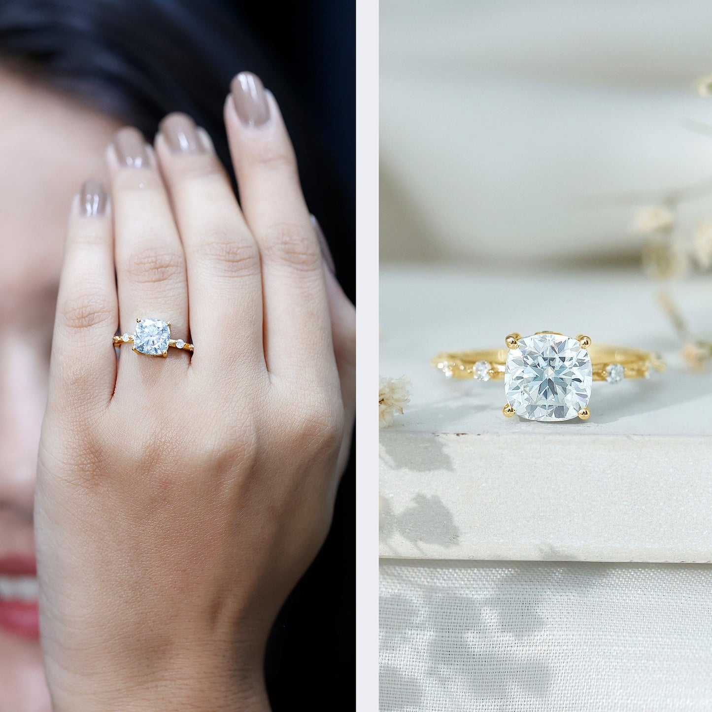 Cushion Cut 2 Carat Lab Grown Diamond Solitaire Engagement Ring with IGI Certificate