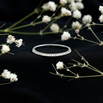 Certified Diamond Half Eternity Ring in Pave Setting