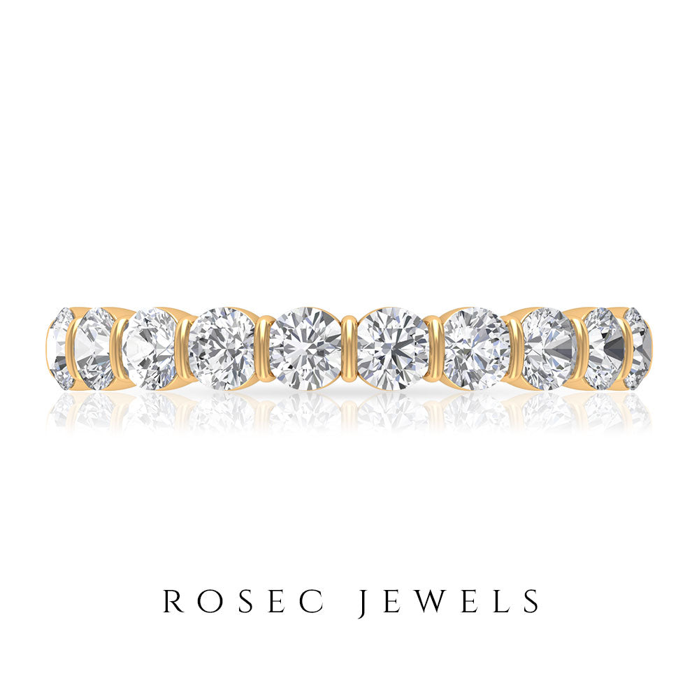 Natural Diamond Half Eternity Ring in Bar Setting
