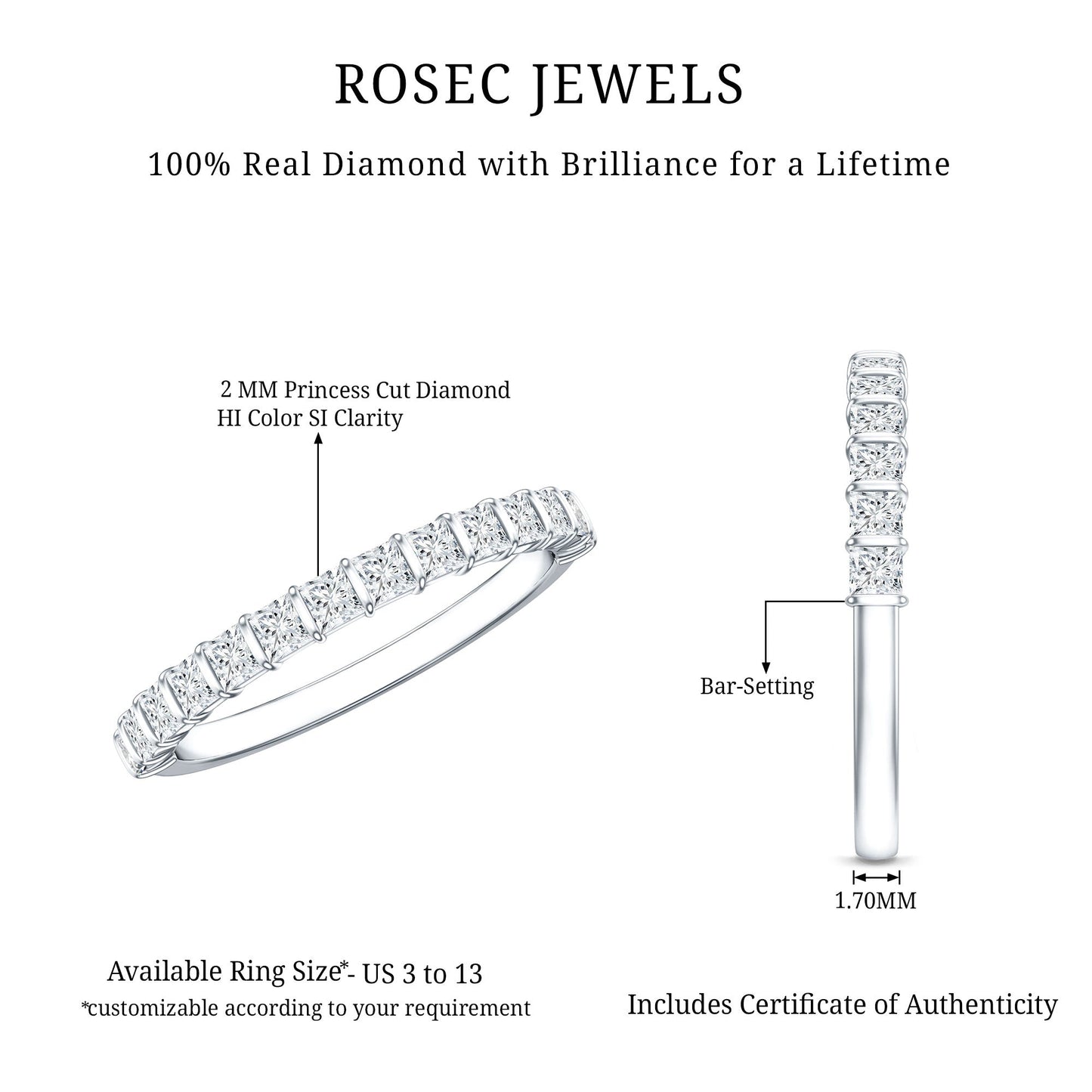 Princess Cut Diamond Anniversary Band Ring