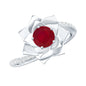 Natural 0.6 Carat Ruby Flower Engagement Ring with Diamond Bypass Shank
