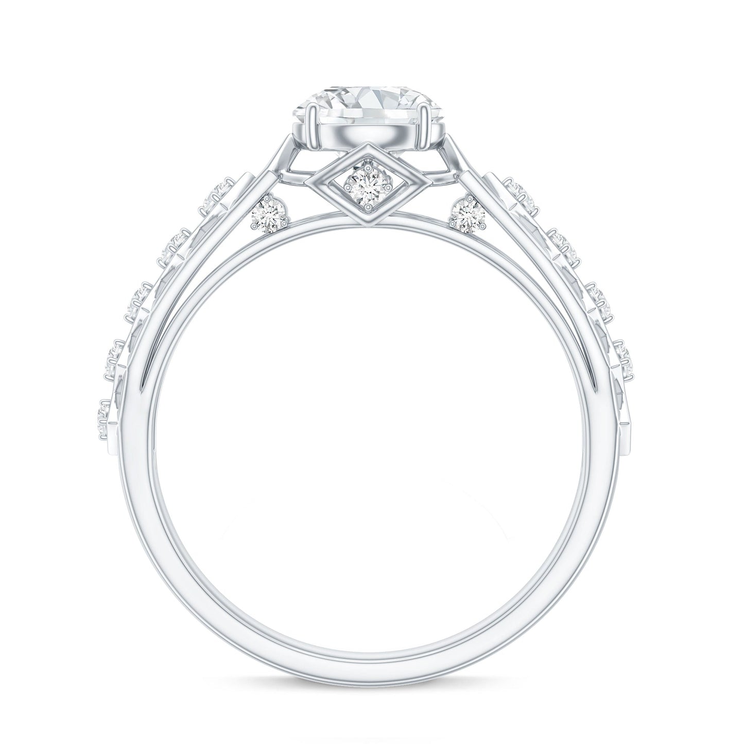 Round Cut Certified Moissanite Art Deco Engagement Ring