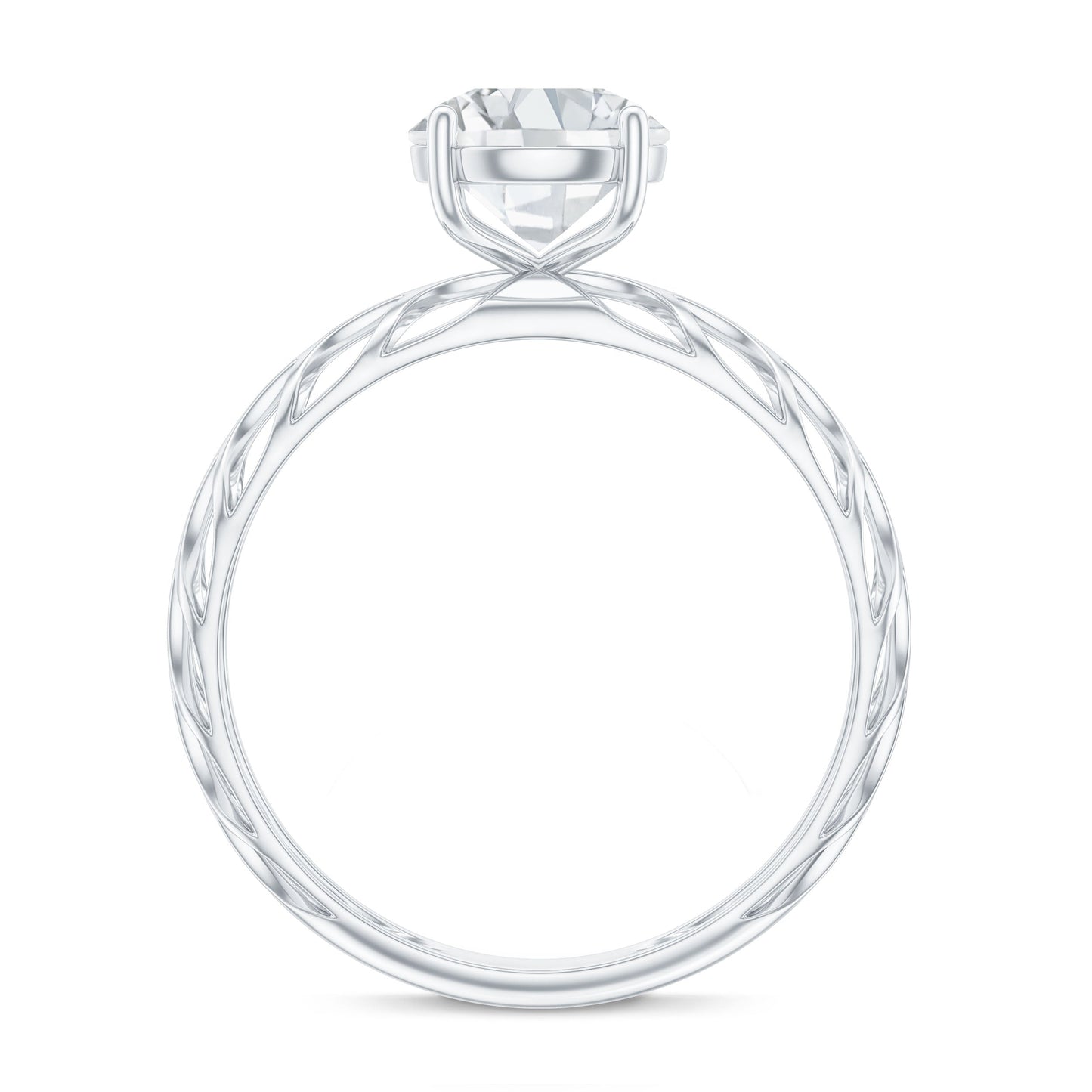 1 Carat Solitaire Moissanite Engagement Ring with Filigree Band