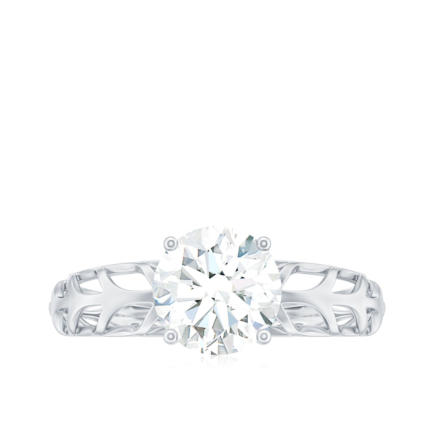 1 Carat Solitaire Moissanite Engagement Ring with Filigree Band
