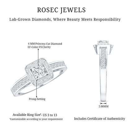Lab Grown Diamond Princess Cut Engagement Ring with Halo