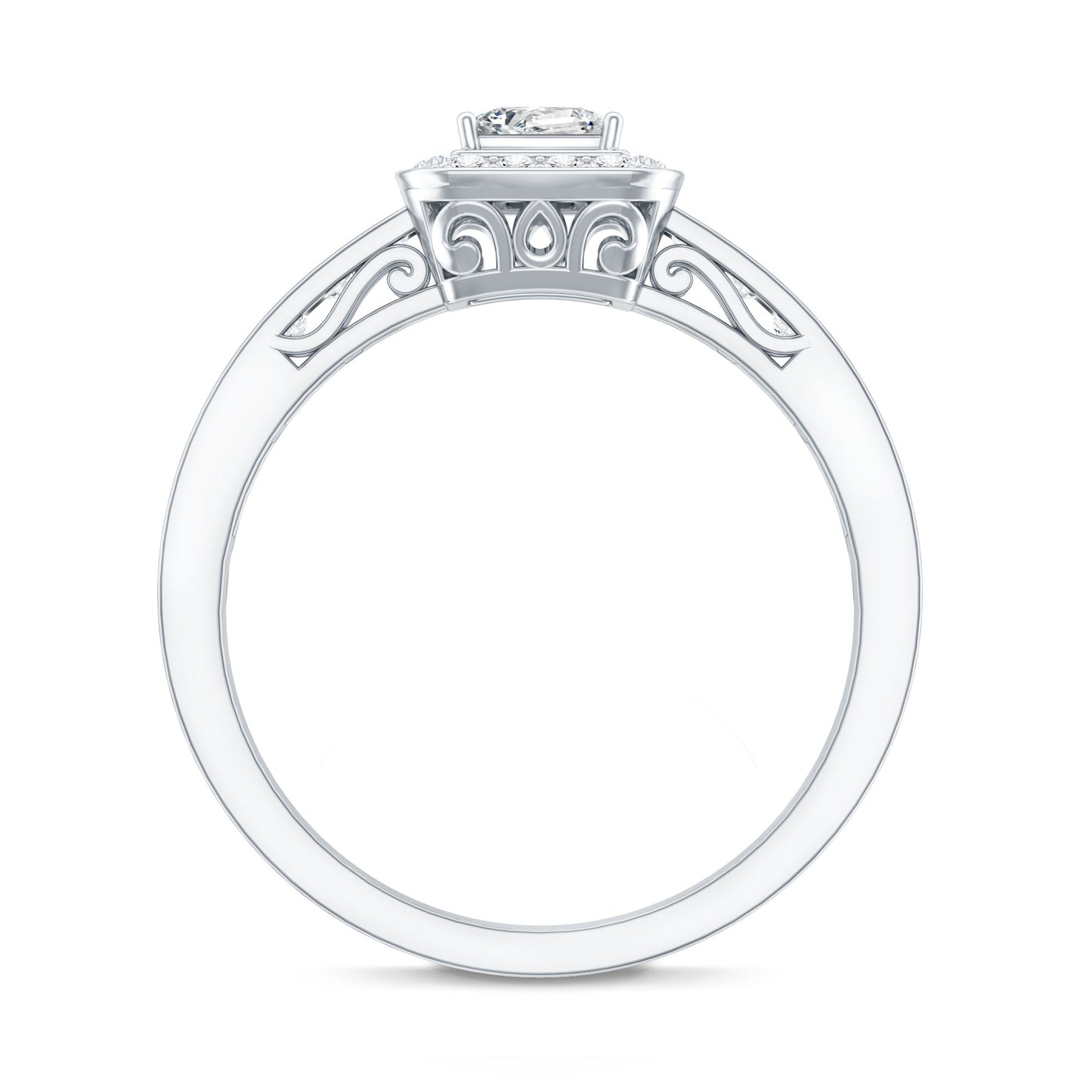 Lab Grown Diamond Princess Cut Engagement Ring with Halo