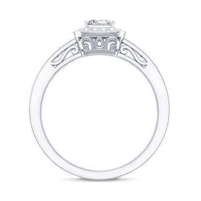 Lab Grown Diamond Princess Cut Engagement Ring with Halo
