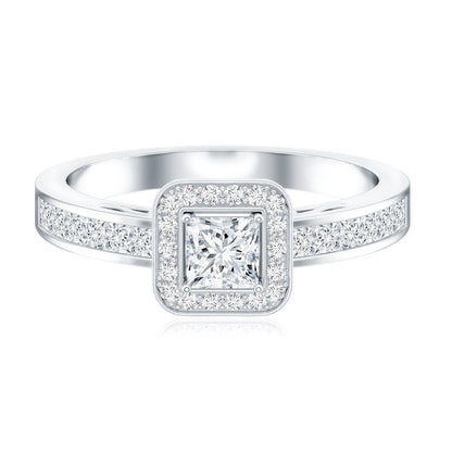 Lab Grown Diamond Princess Cut Engagement Ring with Halo