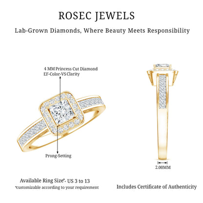 Lab Grown Diamond Princess Cut Engagement Ring with Halo