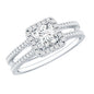 Classic Moissanite Double Band Engagement Ring with Halo