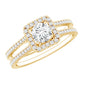 Classic Moissanite Double Band Engagement Ring with Halo