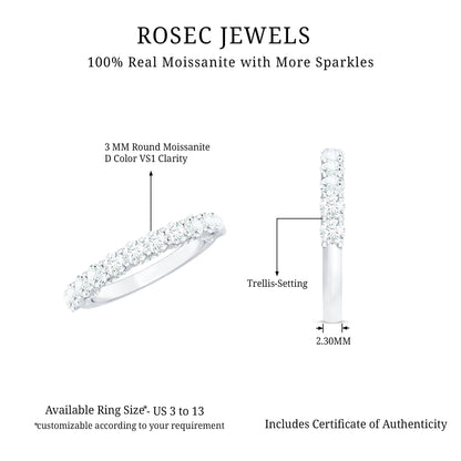 Trellis Set Moissanite Half Eternity Ring