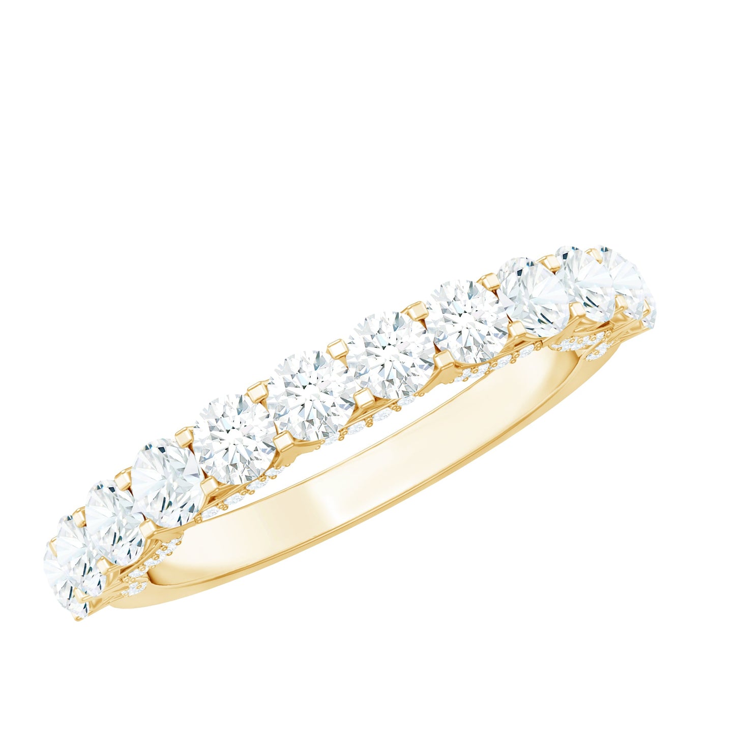 Trellis Set Moissanite Half Eternity Ring