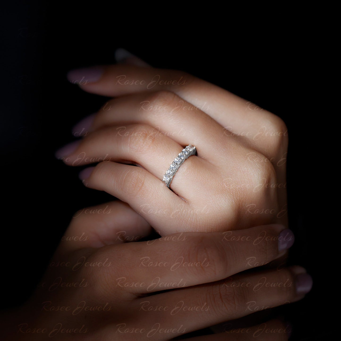 Trellis Set Moissanite Full Eternity Band Ring