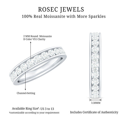 Channel Set Moissanite Eternity Band for women