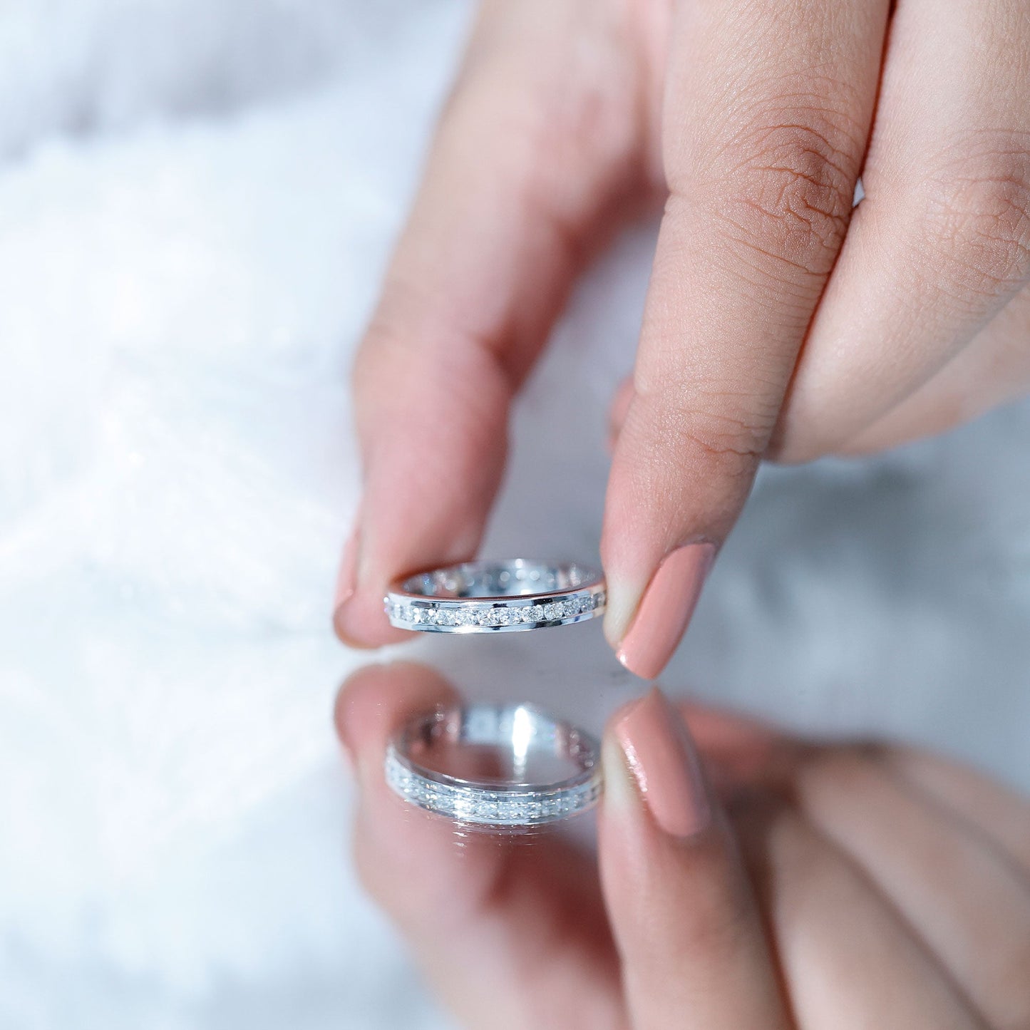 Channel Set Moissanite Eternity Band for women