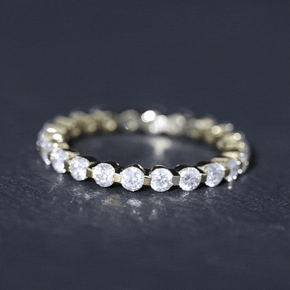 Certified Round Cut Moissanite Eternity Band Ring