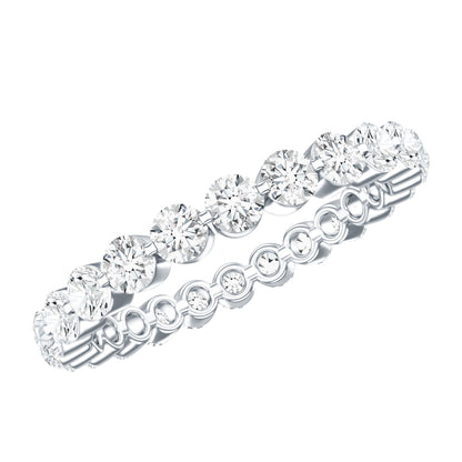 Certified Round Cut Moissanite Eternity Band Ring