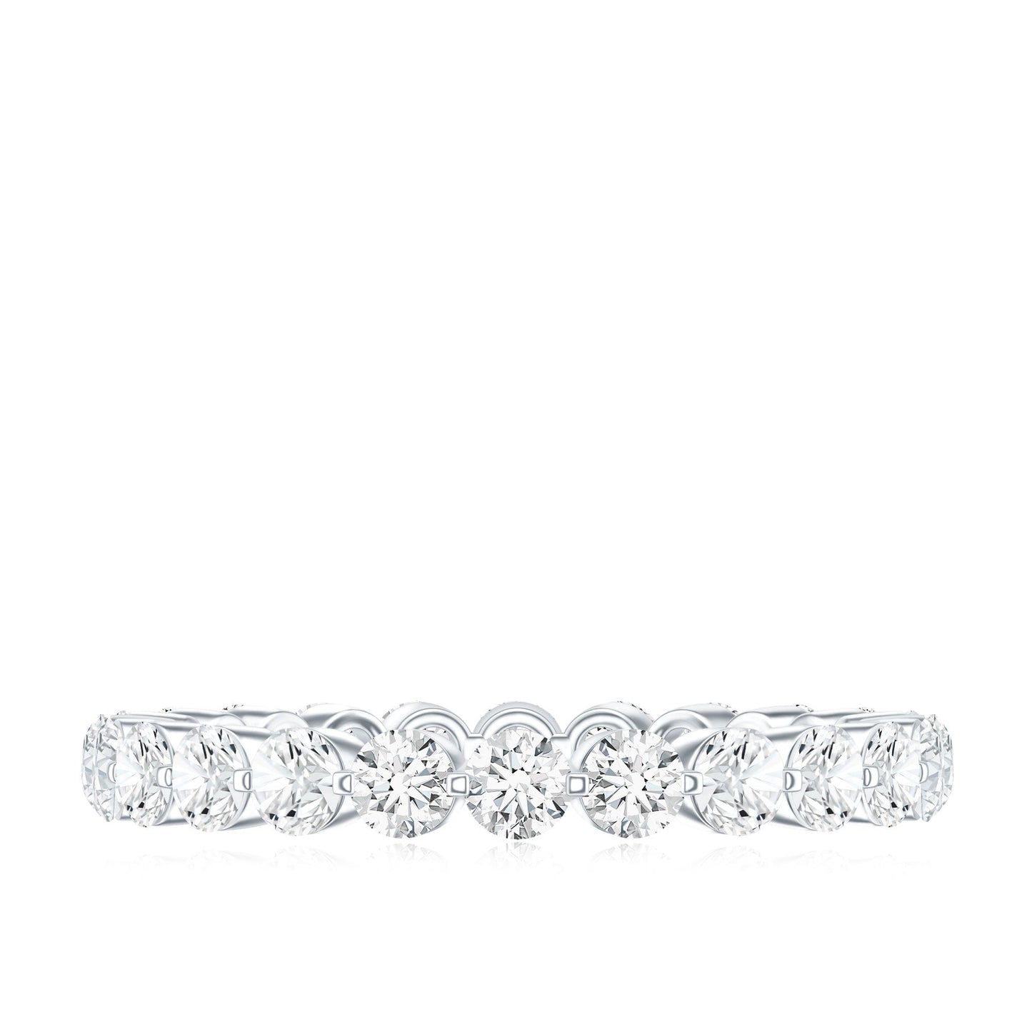 Certified Round Cut Moissanite Eternity Band Ring
