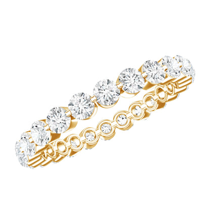 Certified Round Cut Moissanite Eternity Band Ring