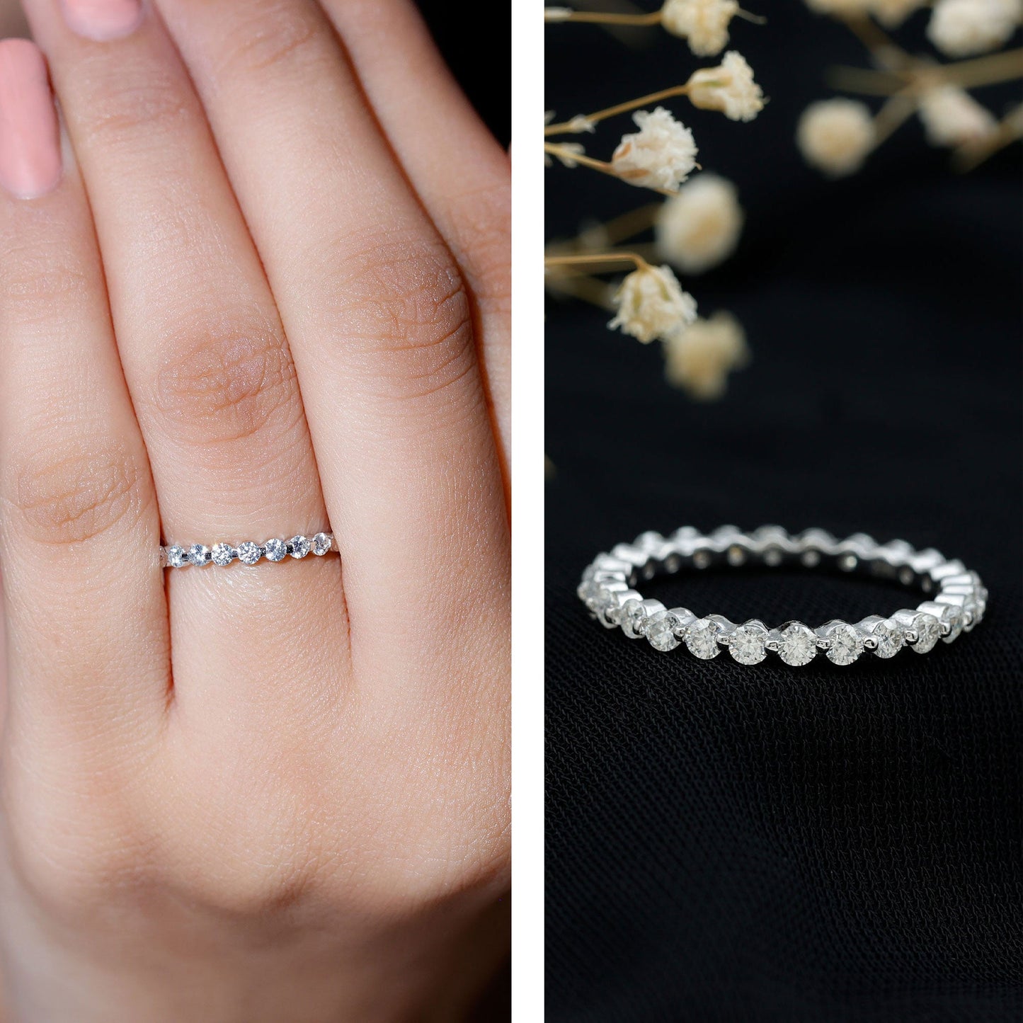 Round Cut Moissanite Full Eternity Band Ring