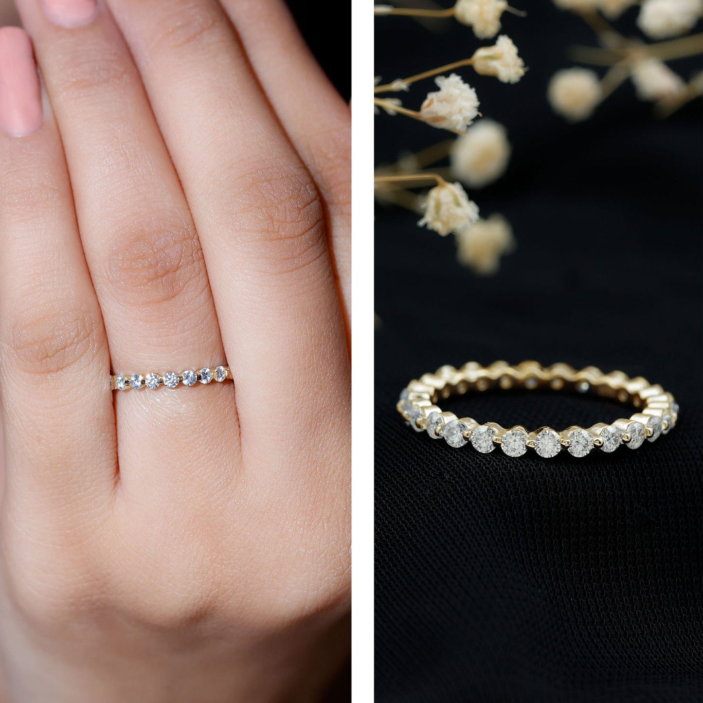 Round Cut Moissanite Full Eternity Band Ring