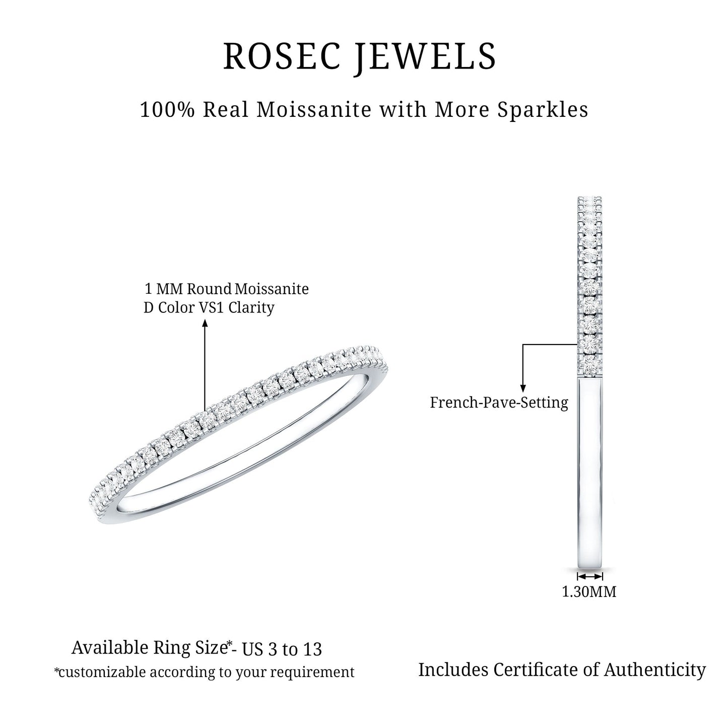 Moissanite Minimal Eternity Stackable Ring