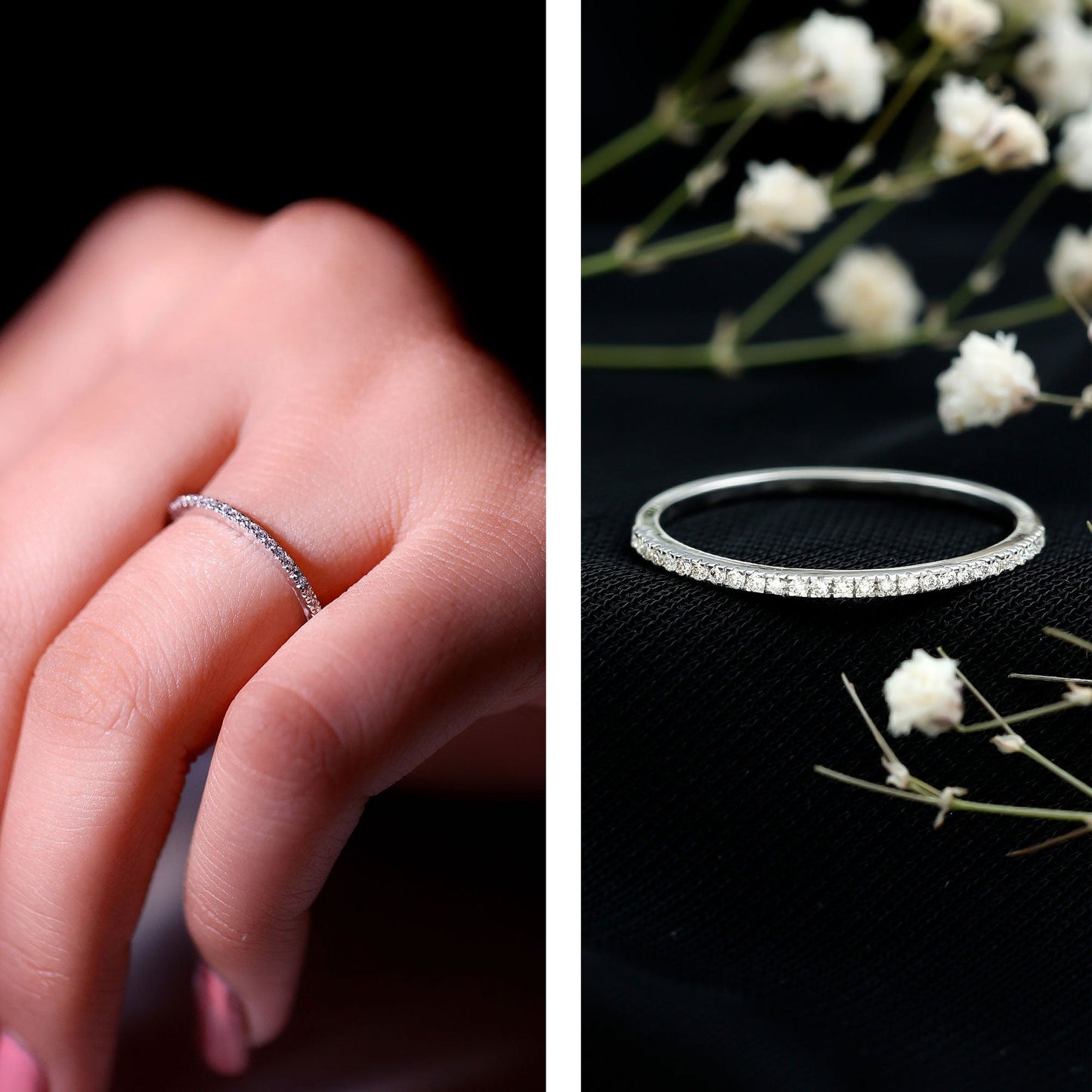 Moissanite Minimal Eternity Stackable Ring