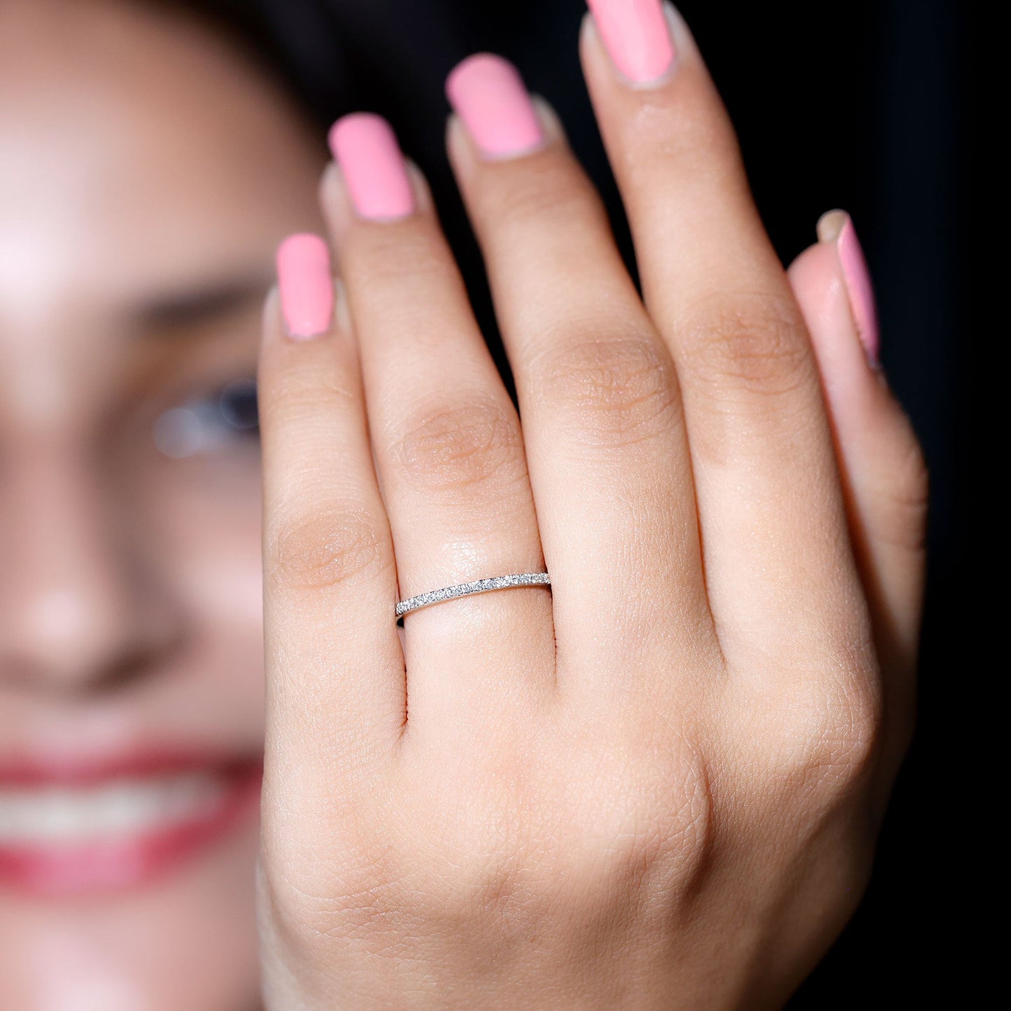 Moissanite Minimal Eternity Stackable Ring