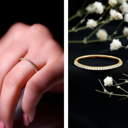 Moissanite Minimal Eternity Stackable Ring