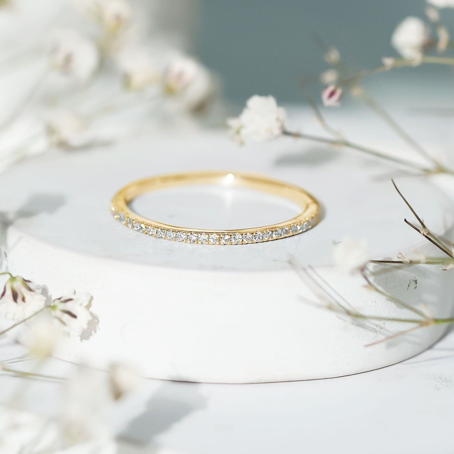 Moissanite Minimal Eternity Stackable Ring