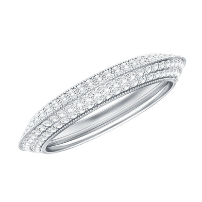Pave Set Moissanite Eternity Band with Milgrain Detailing