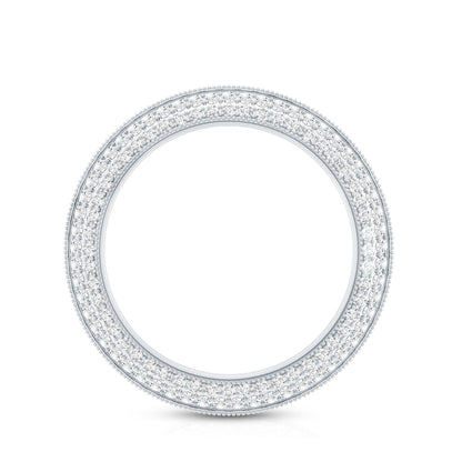 Pave Set Moissanite Eternity Band with Milgrain Detailing