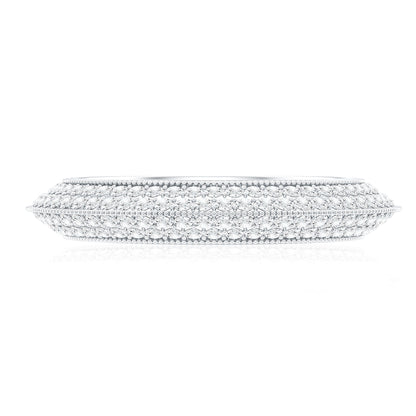 Pave Set Moissanite Eternity Band with Milgrain Detailing