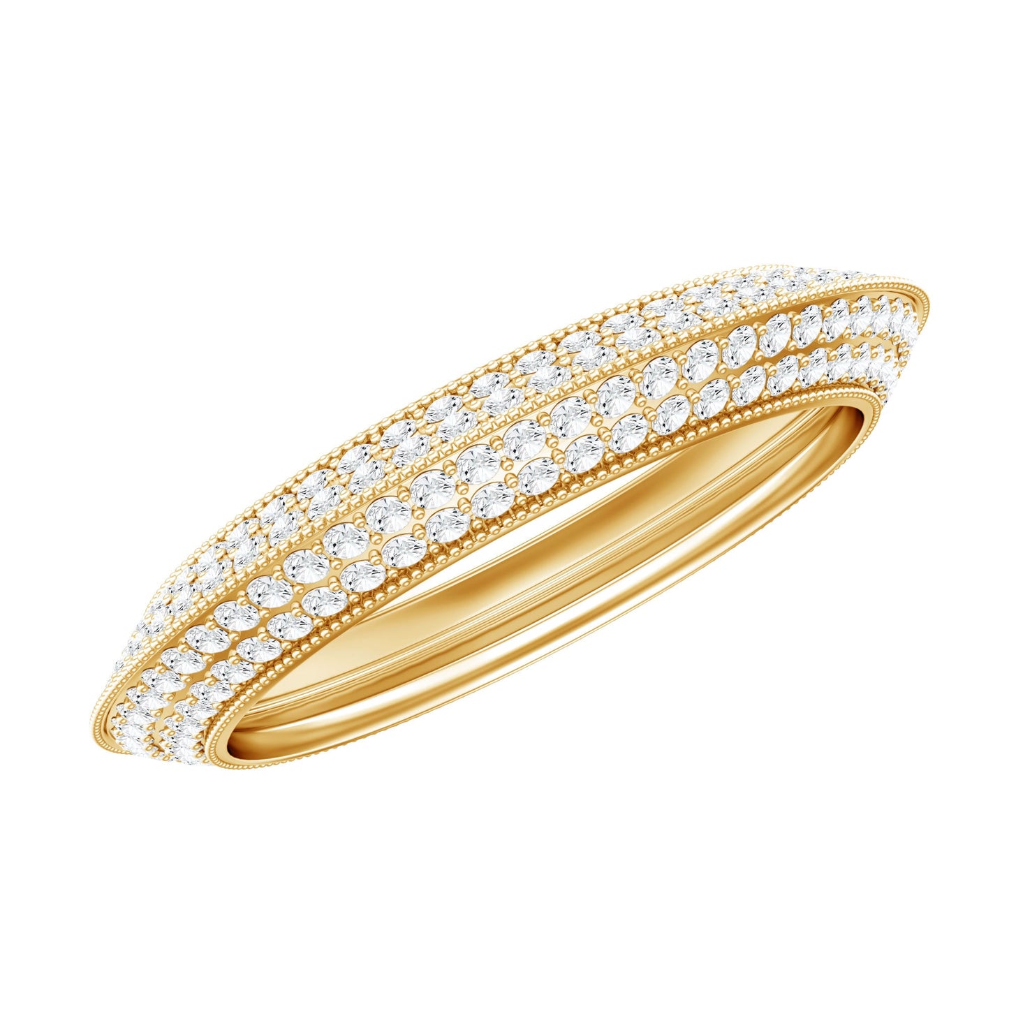 Pave Set Moissanite Eternity Band with Milgrain Detailing