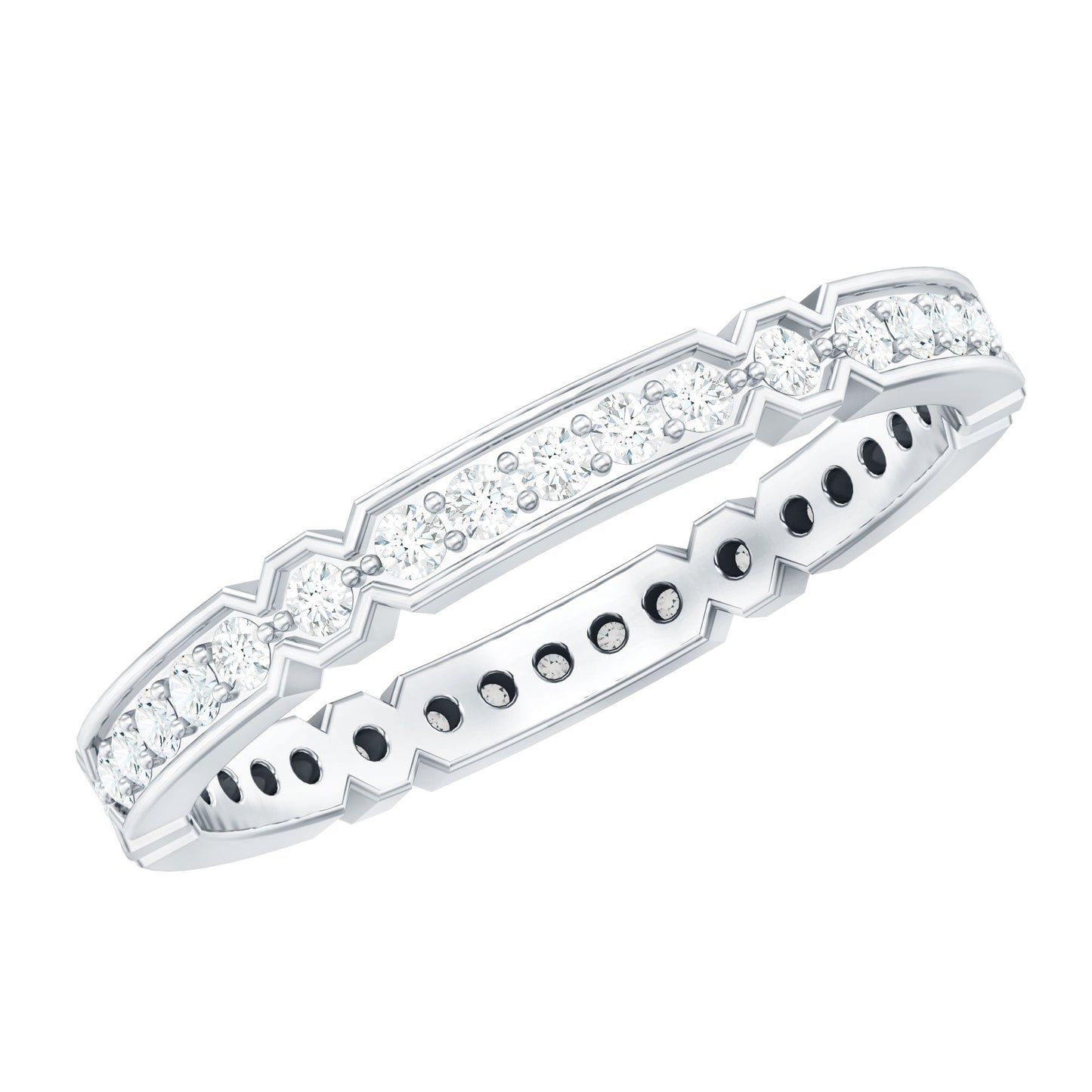 Classic Moissanite Full Eternity Ring in Pin Point Setting